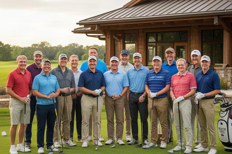 Mitglieder des Golfclubs Horgen stehen nach einem Turnier gemeinsam vor dem Clubhaus