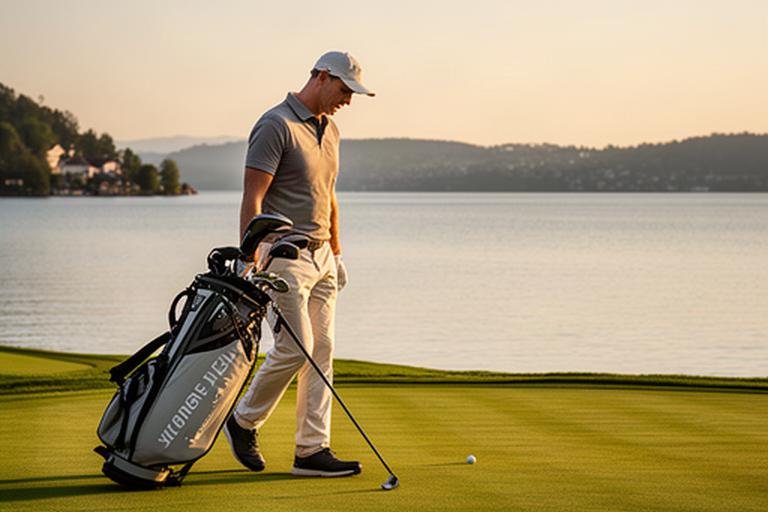 Golfspieler nach dem Feierabendtraining auf dem Fairway am Zürichsee