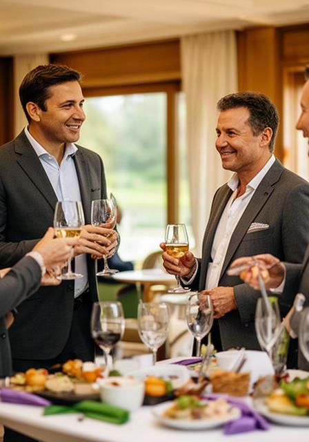 Business-Gäste beim Apéro nach einem Kundenturnier im Clubhaus